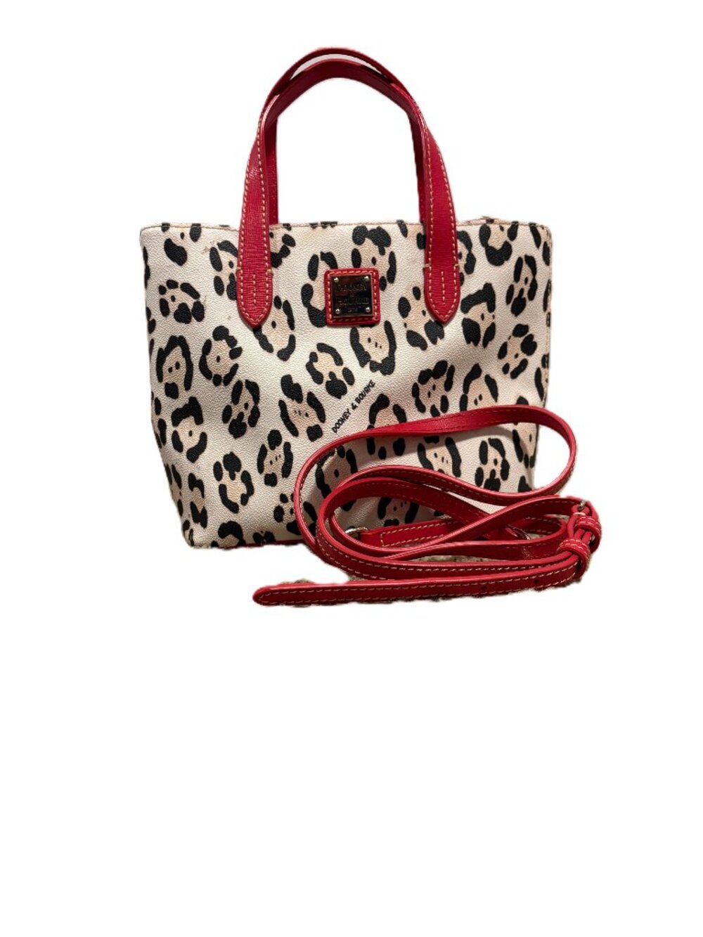 Dooney & Bourke Leopard Print Crossbody Tote Bag Pink Leather Purse Small